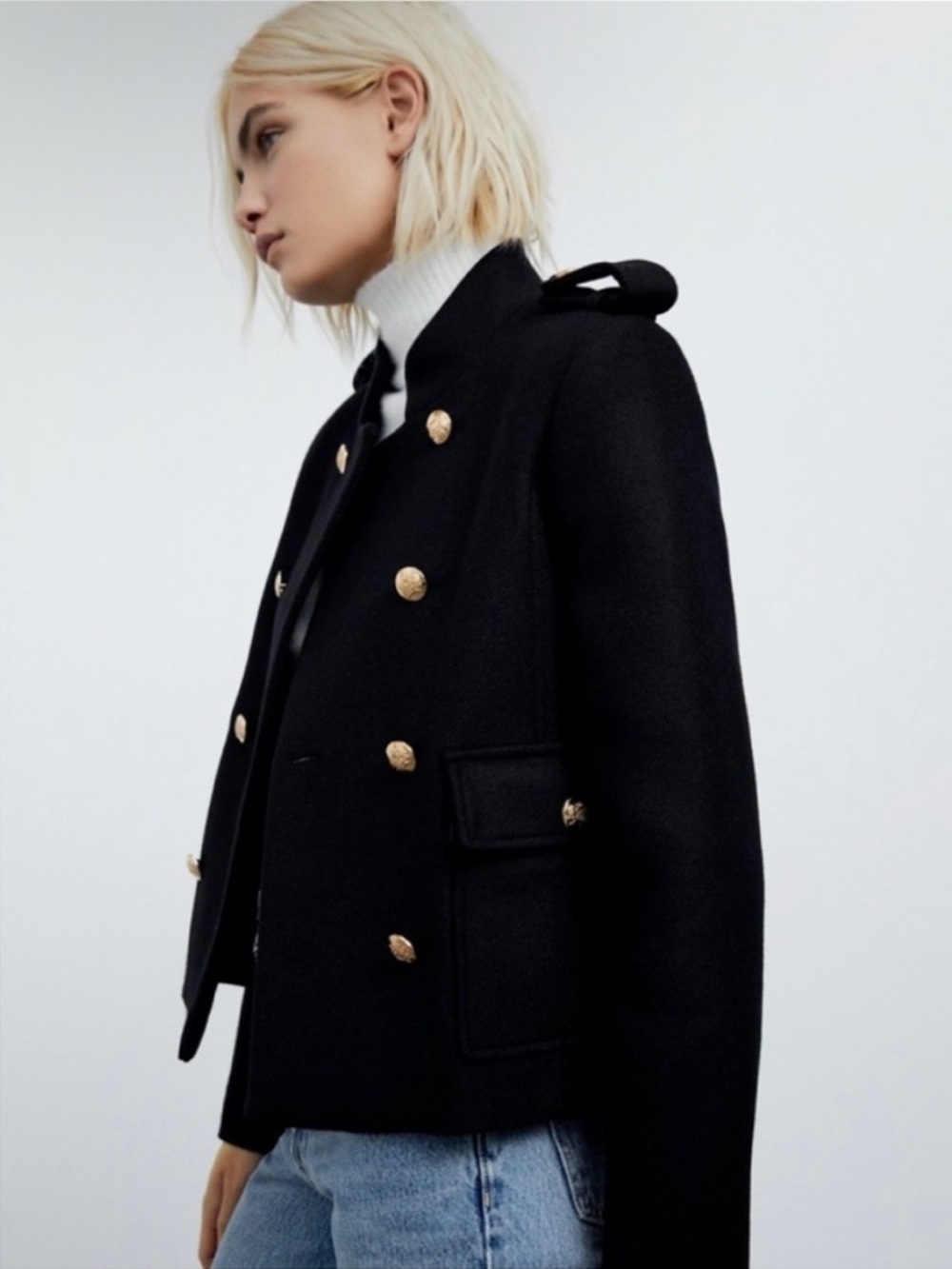 Zara / NWOT Gold Buttons Wool Jacket Coat